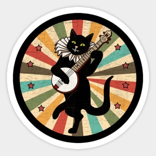 Vintage Cat Playing Banjo Sticker